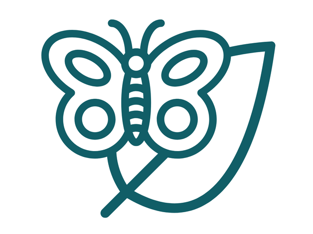 Icon of a butterfly and a leaf, representing biodiversity