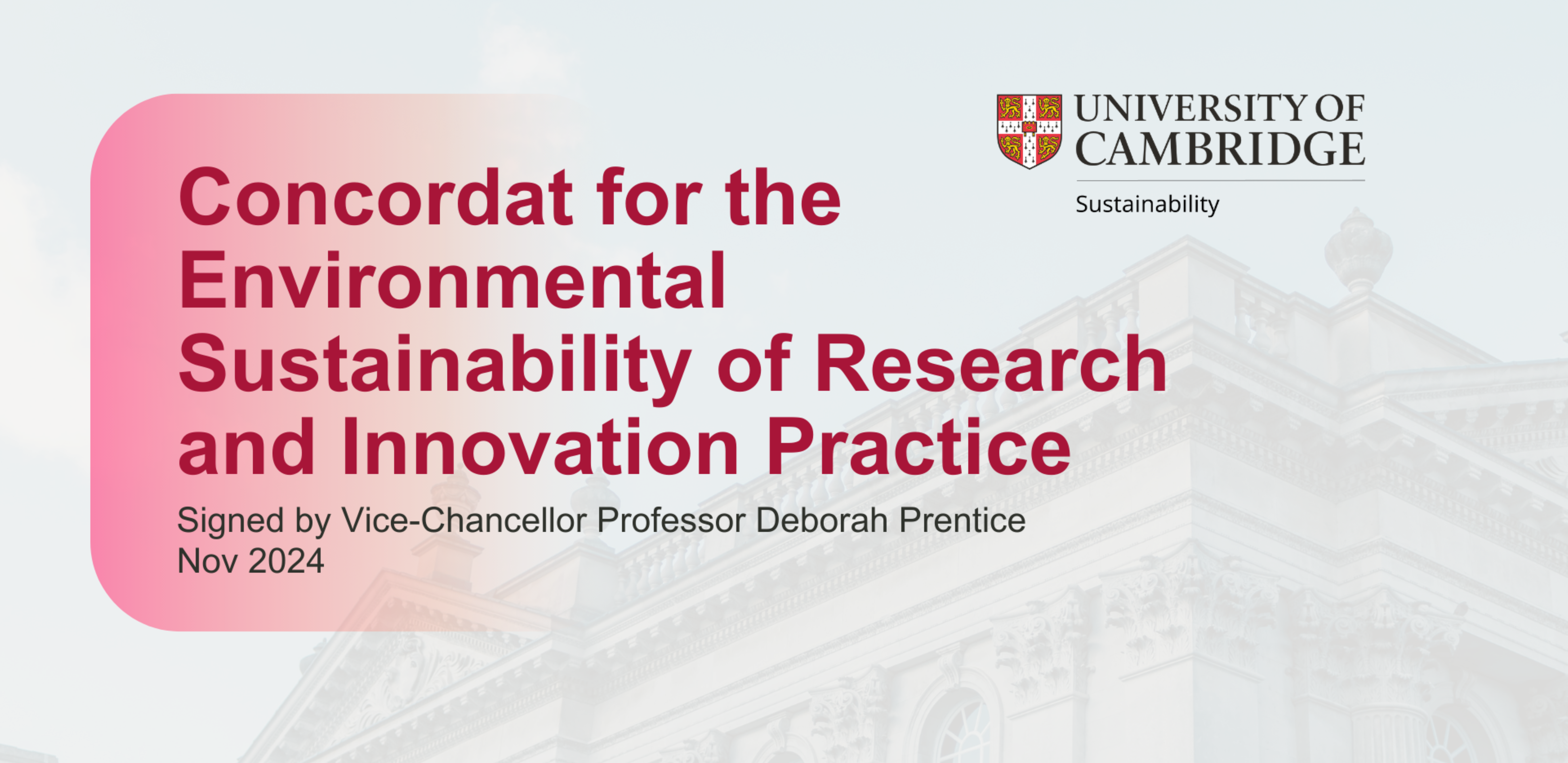 Signatory for the Concordat for Environmental Sustainability of Research and Innovation