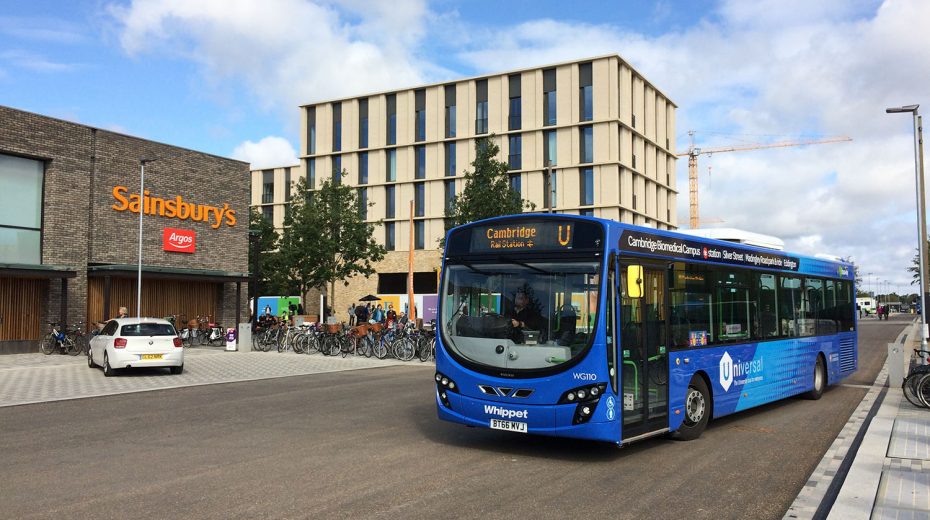 Universal bus leaving Eddington